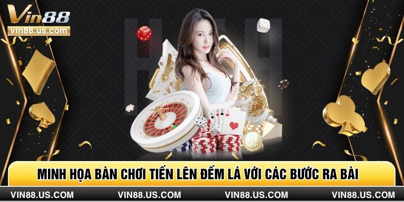 Minh họa bàn chơi tiến lên đếm lá với các bước ra bài